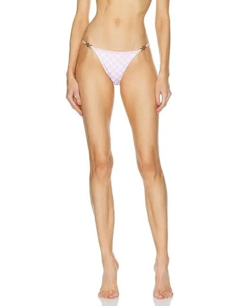 Versace Women's Pastel Pink & White Swim Slip Bikini Versace Sz 4 Us L It 44